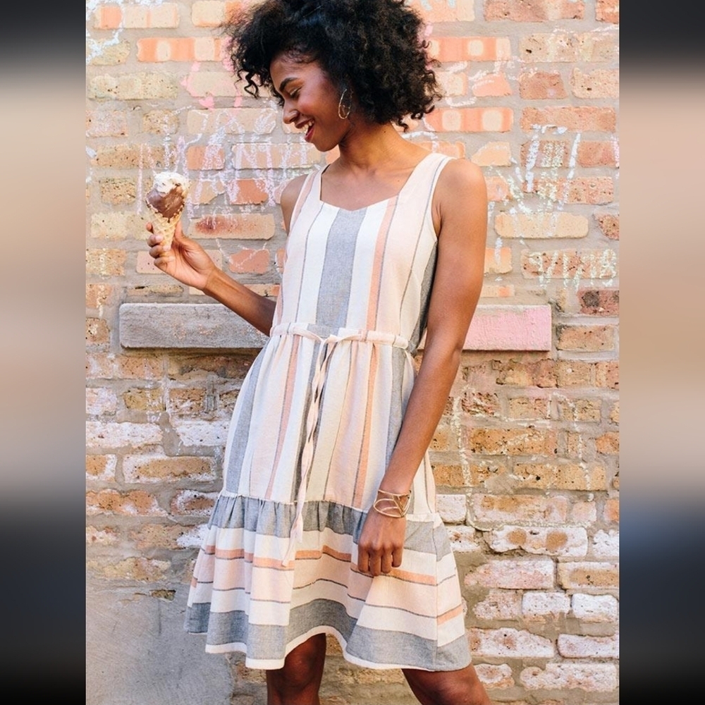 Mata Traders Mondrian Dress Pastel Stripes Size Large
